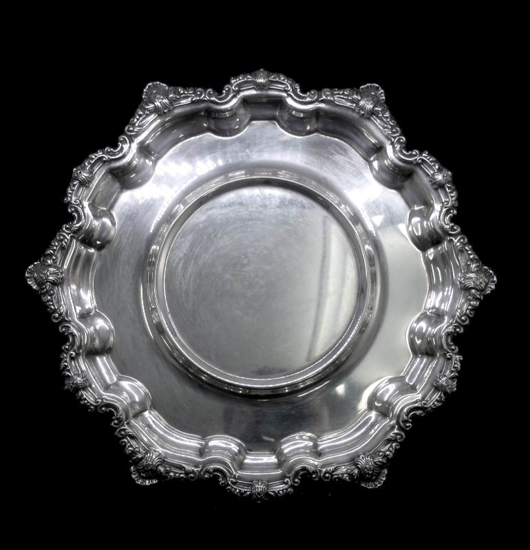 Vintage Viners silver plated round serving tray with insert for bowl