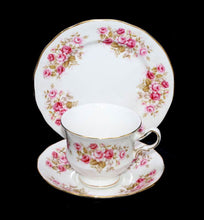 Load image into Gallery viewer, Vintage Queen Anne ENGLAND Rose Garden pretty pink roses teacup trio set
