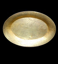 Load image into Gallery viewer, Vintage CHINESE engraved dragon large oval brass bowl with four feet
