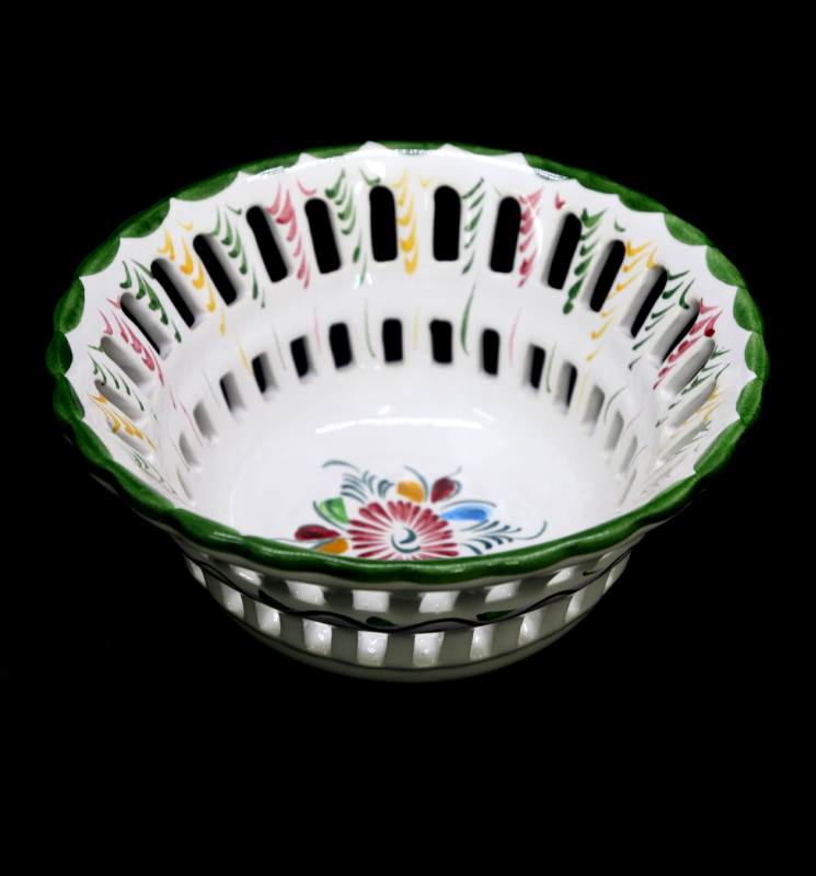 Vintage HOLU Portugal Portuguese hand-painted pierced china bowl