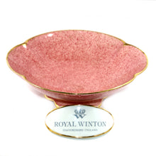 Load image into Gallery viewer, Vintage large Royal Winton England speckled pink rose fluted pedestal bowl
