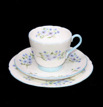 Load image into Gallery viewer, Vintage SHELLEY England BLUE ROCK pastel blue trim pretty teacup trio set
