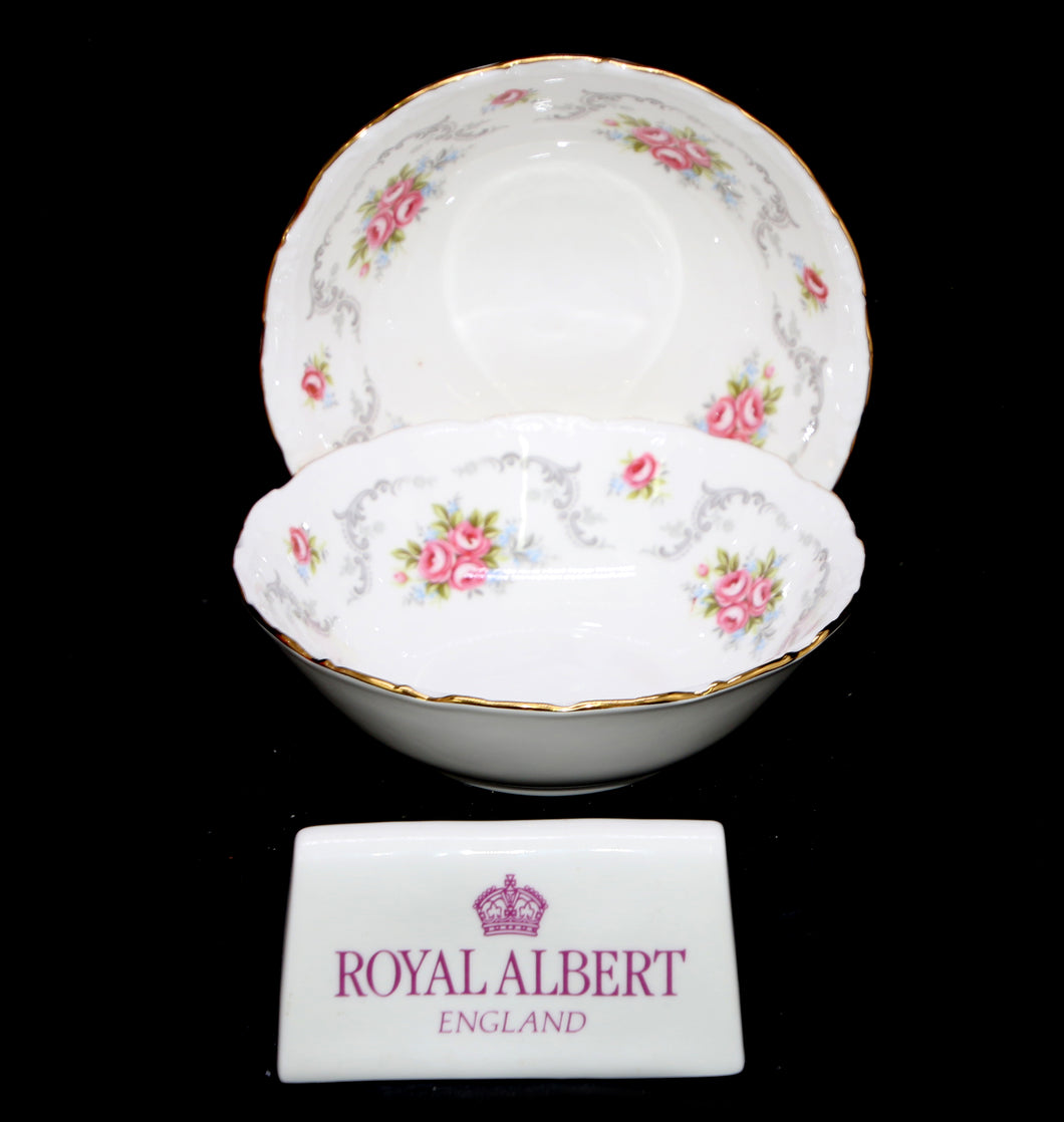 Vintage Royal Albert England TRANQUILLITY pink roses pair of cereal bowls