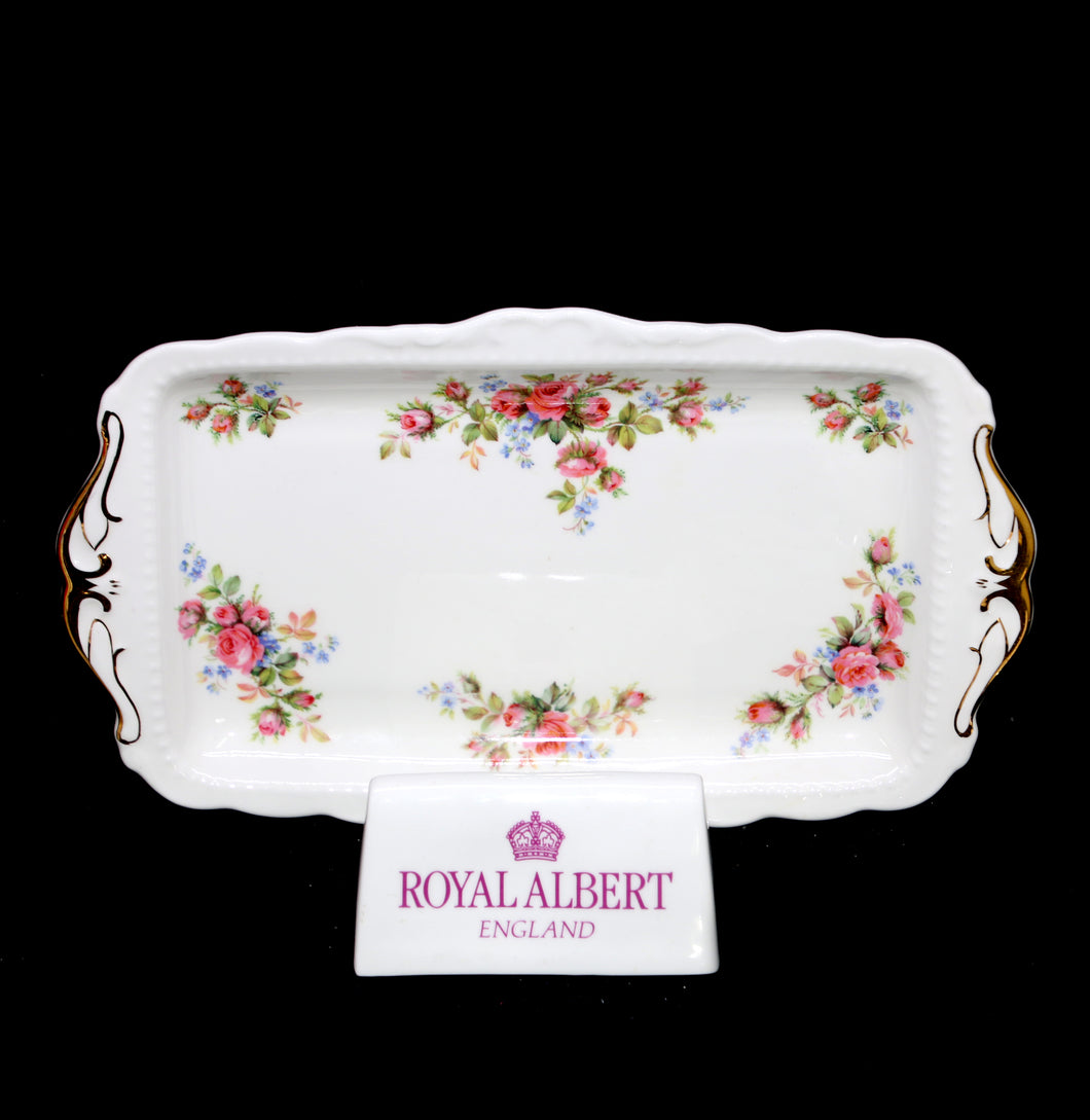 Vintage Royal Albert ENGLAND Moss Rose rectangle large sandwich or cake platter