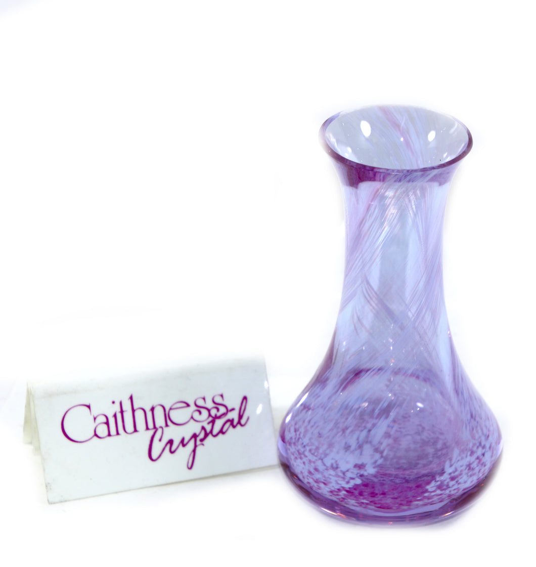 Vintage CAITHNESS Scotland purple & blue speckle crystal glass vase