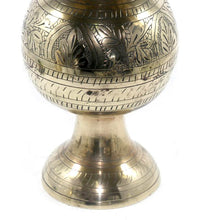 Load image into Gallery viewer, Vintage tall flared top etched brass ornate footed vase
