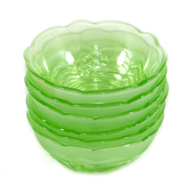 Load image into Gallery viewer, Vintage art deco depression green glass set of 6 small bowls
