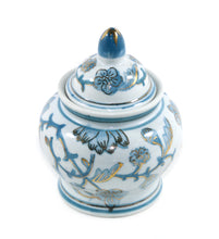 Load image into Gallery viewer, Vintage stunning teal &amp; white small lidded ginger jar urn pot
