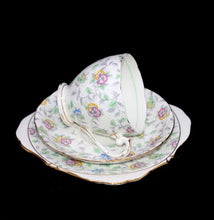 Load image into Gallery viewer, Vintage GRAFTON England bone china floral chintz teacup trio set
