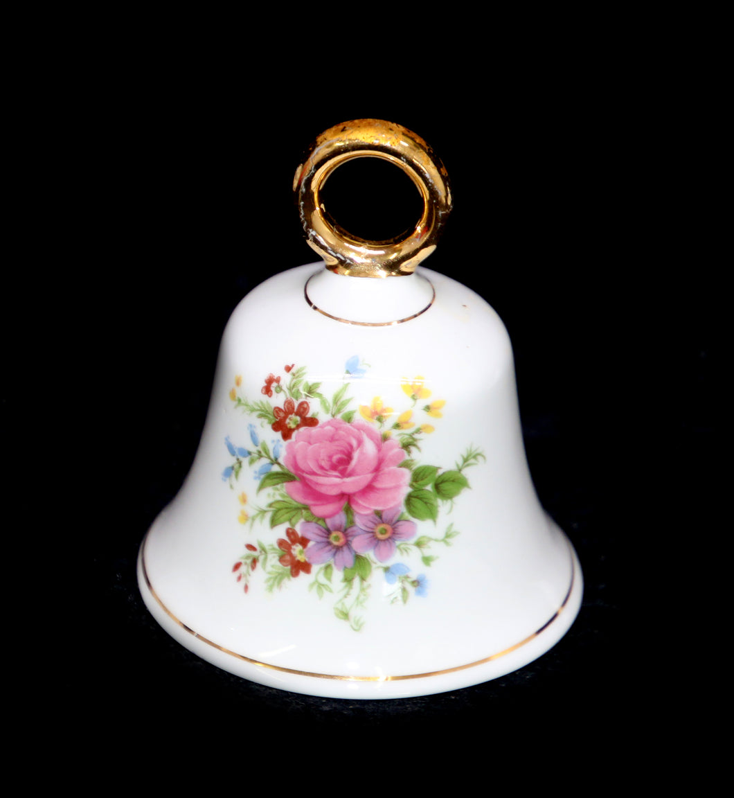 Vintage Ashleydale England fine bone china floral bell with ringer
