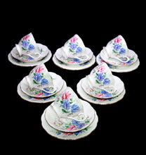 Load image into Gallery viewer, Vintage ROYAL ALBERT England FRIENDSHIP Sweet Pea SET OF 6 teacup trios

