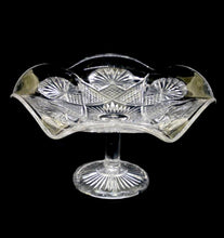 Load image into Gallery viewer, Vintage pretty art deco pressed clear glass pedestal cake display bowl stand
