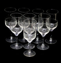 Load image into Gallery viewer, Antique set of 8 engraved fine crystal stemmed liqueur glasses
