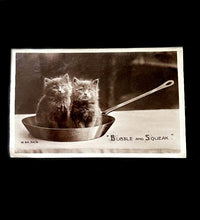 Load image into Gallery viewer, Vintage 1920s W&amp;R BUBBLE &amp; SQUEAK cute kittens cats photograph postcard
