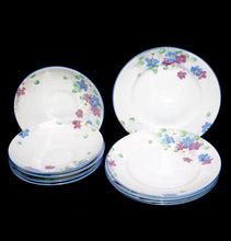 Load image into Gallery viewer, Vintage COLCLOUGH blue floral hand-painted set of 5 tea plates &amp; 5 saucers
