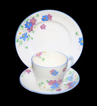 Load image into Gallery viewer, Vintage COLCLOUGH blue floral handpainted tea set for 2 inc trios jug bowl plates
