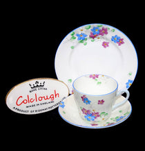 Load image into Gallery viewer, Vintage COLCLOUGH blue floral hand-painted pretty teacup trio set
