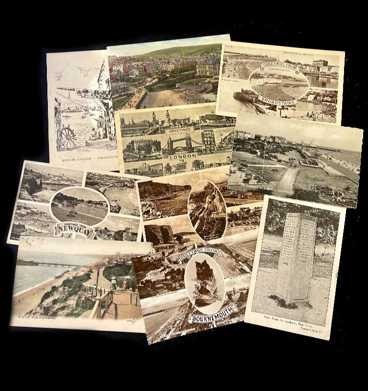 Vintage group of 54 1920s 1930s postcards of places in England