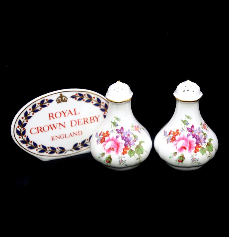 Vintage ROYAL CROWN DERBY Derby Posies pair of salt & pepper shakers