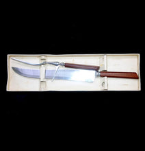 Load image into Gallery viewer, Vintage English Sheffield stainless steel plate wooden handle carving knife &amp; fork
