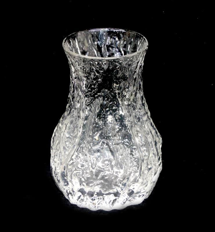 Vintage clear bark textured stylish glass vase