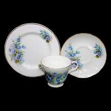 Load image into Gallery viewer, Vintage CROWN TRENT England bone china blue floral teacup trio

