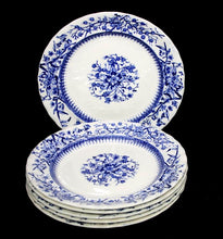 Load image into Gallery viewer, Antique 1800s Keeling &amp; Co England GLOUCESTER blue &amp; white x 6 dinner plates
