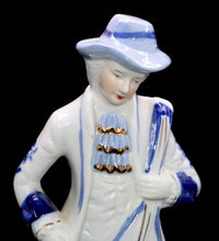 Load image into Gallery viewer, Vintage tall blue &amp; white china elegant period dress musician figurines
