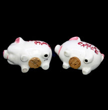 Load image into Gallery viewer, Vintage retro kitsch pair of Japanese 1950s 1960s piggy banks his and hers
