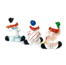 Load image into Gallery viewer, Vintage set of 3 cute retro kitsch china clown figurines
