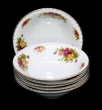 Load image into Gallery viewer, Vintage Crown Royal fine porcelain country roses set of 6 cereal bowls
