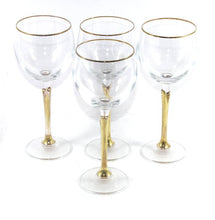 Load image into Gallery viewer, Vintage set of 4 pretty gilded stem tall white wine glasses
