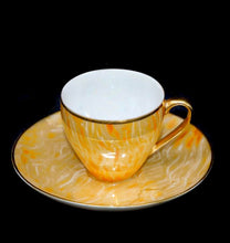Load image into Gallery viewer, Vintage JAPAN peach orange lustre demitasse coffee cup and saucer duo
