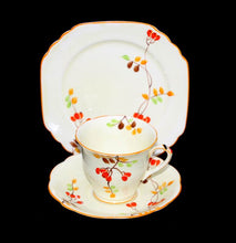 Load image into Gallery viewer, Vintage FOLEY English bone china lemon hand painted art deco teacup trio set
