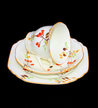 Load image into Gallery viewer, Vintage FOLEY English bone china lemon hand painted art deco teacup trio set

