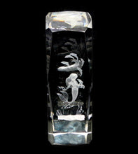 Load image into Gallery viewer, Stunning large &amp; heavy solid laser etched crystal paperweight with mermaid
