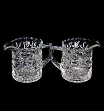 Load image into Gallery viewer, Vintage pair of clear depression glass cream or milk jugs
