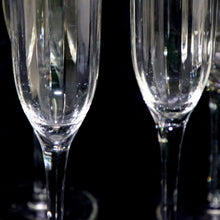 Load image into Gallery viewer, Vintage group of 6 fine fluted glass tall champagne flutes
