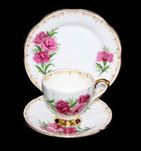 Load image into Gallery viewer, Vintage TAYLOR &amp; KENT England bone china pretty carnation teacup trio
