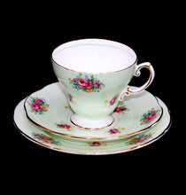 Load image into Gallery viewer, Vintage E Brain FOLEY pastel mint green &amp; roses footed teacup trio set

