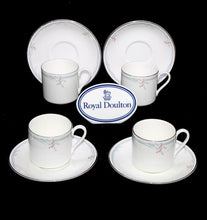 Load image into Gallery viewer, Vintage ROYAL DOULTON England 1982 Carnation set of 4 coffee cups &amp; saucers
