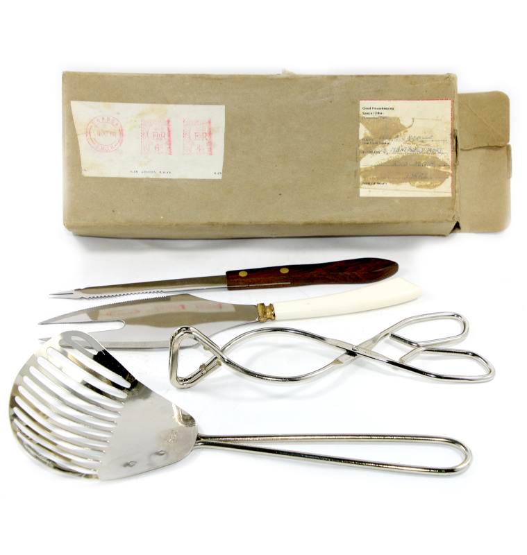 Vintage 1960s Good Housekeeping 4pc cooking utensil set in original box