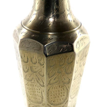 Load image into Gallery viewer, Vintage tall and large etched heavy brass vase 38.5cm
