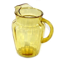 Load image into Gallery viewer, Vintage large amber depression glass water or lemonade jug

