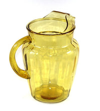 Load image into Gallery viewer, Vintage large amber depression glass water or lemonade jug
