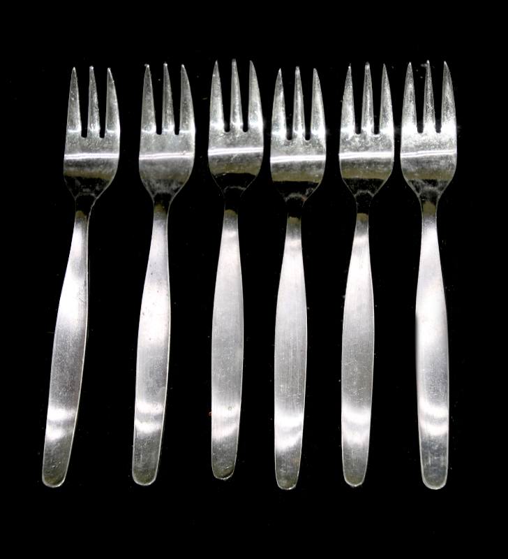 Vintage set of 6 stainless steel cocktail hor d'oeuvres forks