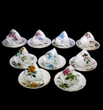Load image into Gallery viewer, Vintage group of 9 English teacup &amp; saucer duos inc Royal Vale Duchess etc
