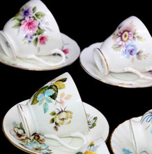 Load image into Gallery viewer, Vintage group of 9 English teacup &amp; saucer duos inc Royal Vale Duchess etc
