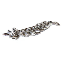 Load image into Gallery viewer, Vintage silver tone pretty marcasite feather bar pin brooch
