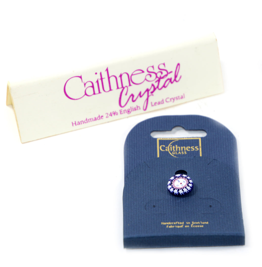Vintage 2000 Caithness Scotland millefiori miniature glass paperweight pin